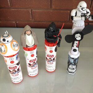 Disney 3  Star War Real Sound Talker Candy Dispensers  + Storm Trooper with Fan